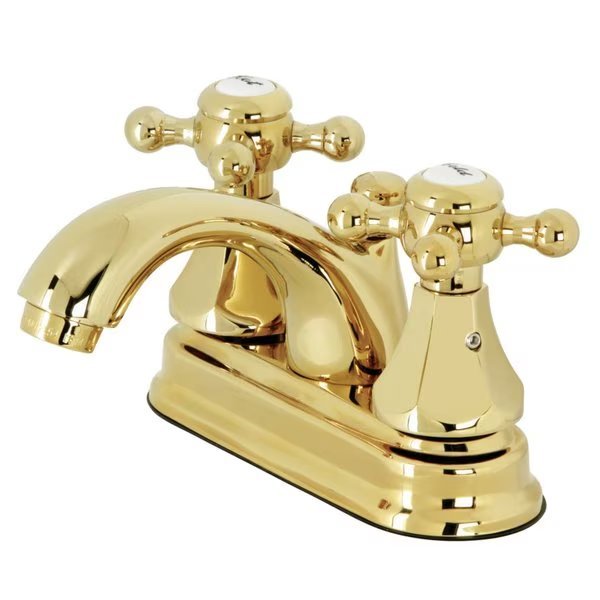KB4602BX 4-Inch Centerset Bathroom Faucet with Pop-Up Drain, Polished Brass, Kingston Brass, Mfr#: KB4602BX